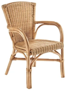 Kobolo Rattanstuhl Stuhl YORK aus Rattan geflochten - Rattan natur mit Armlehnen - Bild 1 von 6