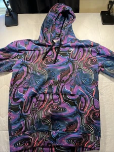 Felpa Gymshark Adulto M Viola Swirl Neon All Over Palestra Squalo Felpa con Cappuccio Pullover - Foto 1 di 5