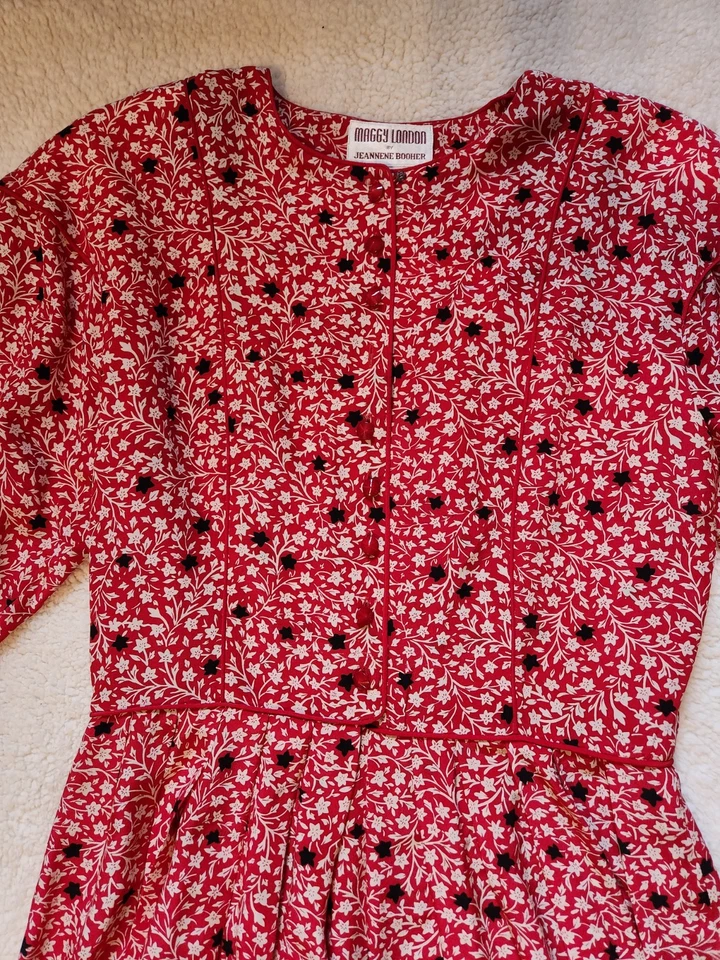 VTG Maggy London by Jeannene Booher Silk Front Button Floral Dress - Sz 10 - Image 1 of 4
