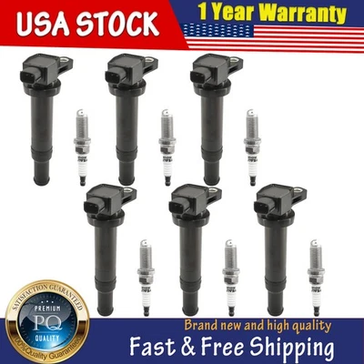 6X Ignition Coils & 6X Spark Plugs for Kia Rondo Optima 2007-2012 2.7L - Imagem 1 de 4