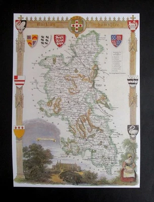 9.10" x 12.6" REPRODUCTION OF AN  1830 THOMAS MOULE  COUNTY MAP  BUCKINGHAMSHIRE - Image 1 of 4