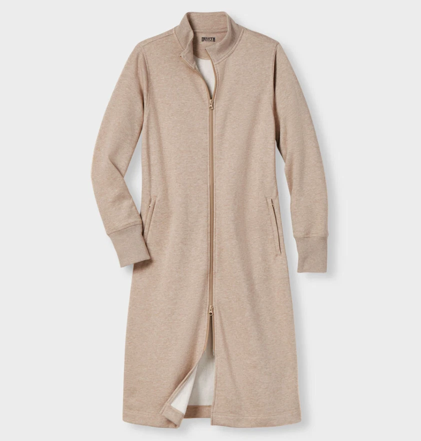 NEW STYLE Duluth Women's Souped-Up Fleece Zip Up Robe, Oatmeal Heather - Image 1 of 1