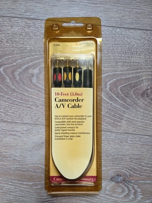 Camcorder A/V Cable Video 10 Feet 3m gold plated spiral shielding Factory Sealed - Image 1 of 4