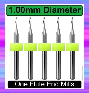 1mm 1 Flute End Mill 1/8" Shank Square End Up Cut 5 PCS Aluminum Copper uro101 - Picture 1 of 4
