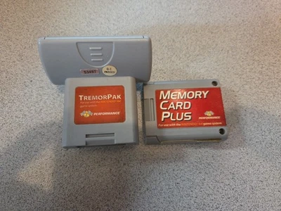 N64 Performance Tremor Pak and Memory Card Plus ☆☆ Nintendo 64 TESTED! rumble - Image 1 of 4