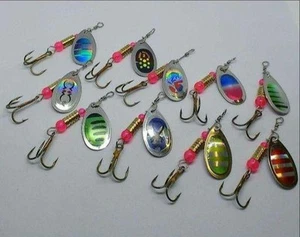 10 Pcs Metal Spinner Baits 0.1oz Assorted Colors Triple Hook - Picture 1 of 8
