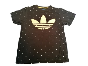 Camiseta Adidas Grande Negra Blanca Amarilla Lunares Estampado Completo - Imagen 1 de 10