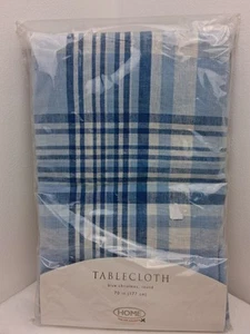 Vintage blaue Weihnachten runde Tischdecke 70" blau weiß silber Zuhause für die Feiertage - Bild 1 von 6