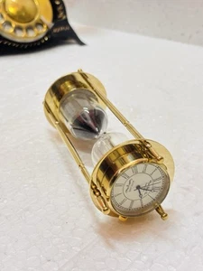 Sand Timer Hourglass Brass Nautical Maritime W Compass Vintage Sand Clock Gift - Picture 1 of 6