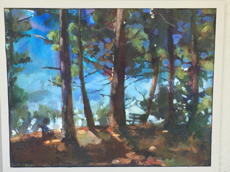 Tableau signé Laurence Ginailhac; Sable, Huile, Marine & Landes LACANAU TALARIS - Photo 1/1