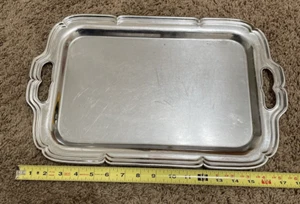 Vintage Rectangle Serving Tray Stainless Edges and Handles unmarked. - Picture 1 of 11