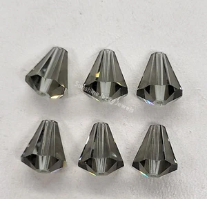12pc Swarovski Crystal Black Diamond Faceted Cone 5400 Beads; 6x6mm or 9x8mm - Picture 1 of 5