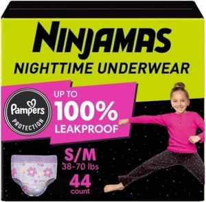 Schlafanzug Nacht Bettnässen Unterwäsche Mädchen 44 Stück Größe S/M 38-70lbs - Bild 1 von 4