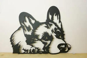 Corgi Head Metal Face Wall Art / Garden Sculpture - Picture 1 of 3