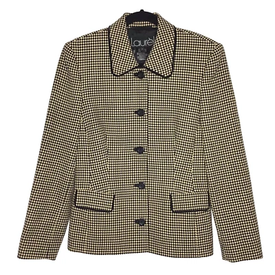 Chaqueta Blazer Laurel Escada Mujer US 6 Tostado Negro Terciopelo Borde Lana Talla 36 Foto 1 de 4