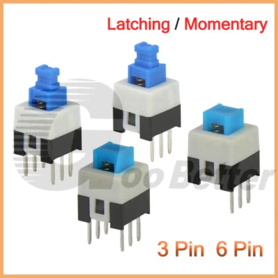 Miniature Tactile Push Button Switch PCB Mounted Momentary/Latching SPST 3/6 Pin - Image 1 of 4