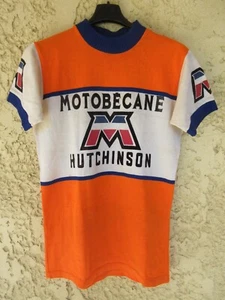 Maillot cycliste MOTOBÉCANE HUTCHINSON vintage 70'S jersey shirt orange M/L - Picture 1 of 6