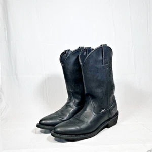 Justin Basics Black Cowhide Leather Cowboy Western Roper Boots~9.5~JB1104 - Picture 1 of 7