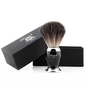 Cepillo de afeitado profesional negro tejón peluquero salón mango de ébano negro - Imagen 1 de 1