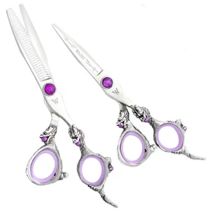 Washi Beauty Purple Creation Shear Set 5.5 or 6.0 & 30 Tooth Professional 440C - Picture 1 of 1