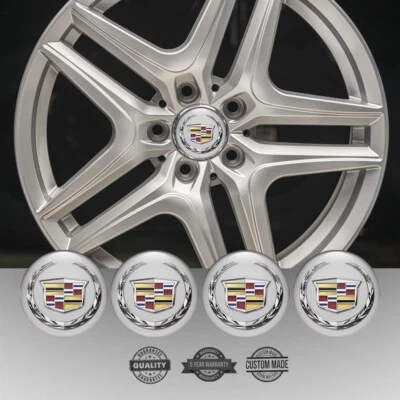 4 pcs Cadillac Domed Emblems Hub Cap Stickers Logo 4x Silicone emblem Stickers - Image 1 of 2