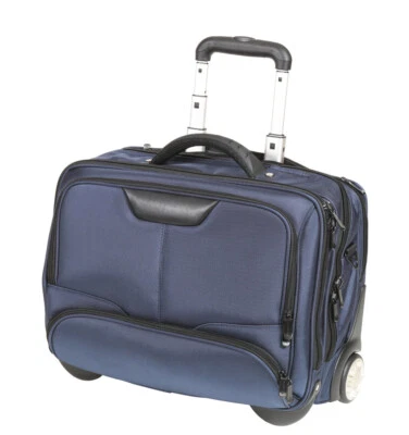 Laptop Akten Pilotenkoffer Schulter Umhänge Rollen Trolley Blau 47 cm Bowatex