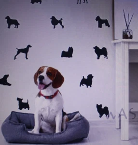 Set Of 18 Dog Silhouette PVC Wall Decals Black Home Decor Wall Art NIP - Picture 1 of 5