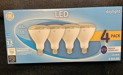 GE LED Lightbulbs BR30Daylight Dimmable Indoor Flood Lights 65W 10W (4 pack)NEW - Image 1 of 4