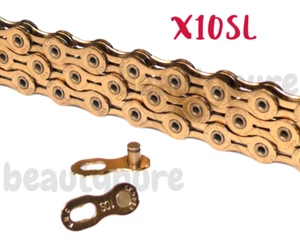 KMC X10SL Dorada 112 Eslabones Cadena 10 Velocidades (Compatible con Shimano y SRAM) Nueva - Imagen 1 de 1