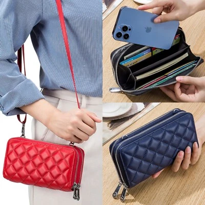 Womens Small Crossbody Bag Genuine Leather Shoulder Handbag Zip Cellphone Wallet - Image 1 of 4