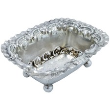 Victorian DEVENPORT Argento Sterling TAVOLA aperta Saliera bordo a scorrimento