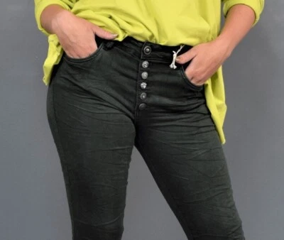 JEWELLY: Baggy Jeans Stretch mit Knopfleiste 3 Farben Herbst 2022 Gr. 34 - 42 - Bild 1 von 3