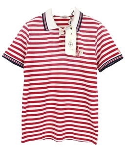 Scotch & Soda Ams Couture Uomo T-shirt M Rosso Bianco a Righe Puro Cotone Polo - Foto 1 di 8
