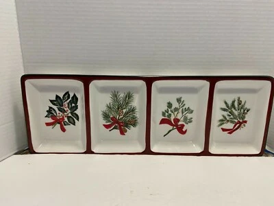 Christmas Pine Separated Divided Tray Platter Oneida Winter Decor Snack Tray - Image 1 of 4
