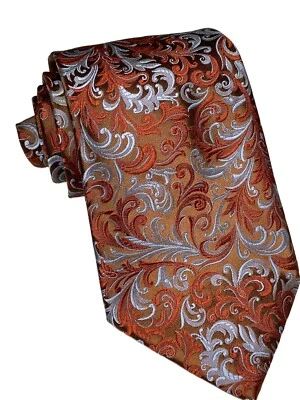 Винтажный галстук 70-х Oleg Cassini BURMA MoD Rust Steel Blue BAROQUE Swirl DISCO Fat - Изображение 1 из 3