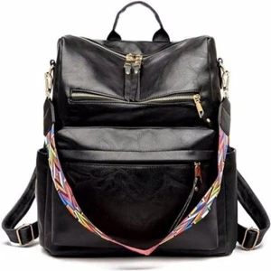 Zaino in pelle PU borsa per donna convertibile donna moda casual grande - Foto 1 di 9