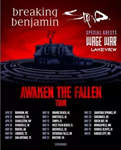 Póster Breaking Benjamin AWAKEN THE FALLEN TOUR 2025 Póster, regalo para fans - Imagen 1 de 8