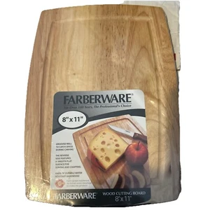 NEW Farberware Wood Cutting Board with Drip Groove Trench, 8-inch-by-11 inch - Picture 1 of 2