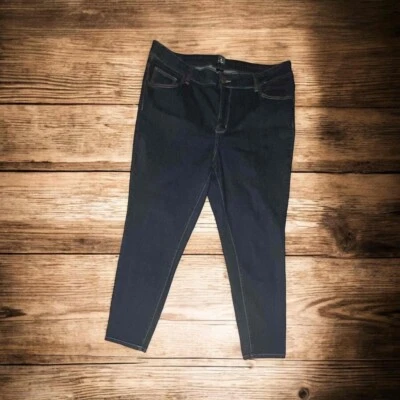 Dressbarn Mujer Tiro Medio Ajustado Lavado Oscuro Elástico Bolsillos Frontales Talla 16S Foto 1 de 4