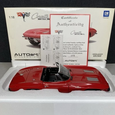 AutoArt Millennium 1963 Corvette Sting Ray Convertible Riverside Red 1/18 Scale - Image 1 of 4