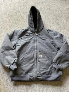 Carhartt Duck Canvas Active Quilt Lined Work Jacket XL Loose J140 GVL Grey - Picture 1 of 14