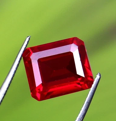 Red Ruby 8-10 Ct BURMA Pigeon Blood Emerald Cut Certified Loose Best Gemstone - Image 1 of 4