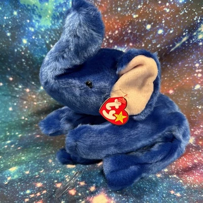 Original Ty Beanie Baby Peanut the Elephant Royal Blue with Tags Rare 1998 14” - Image 1 of 4