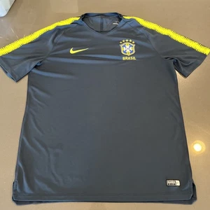 NIKE CBF Brasil Jersey Shirt Men's XL Blue Hi Vis Yellow Dri-fit Soccer - Picture 1 of 7