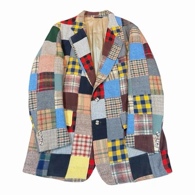 Blazer de lana vintage Saks Fifth Avenue retazos para hombre 42 solapa de muesca regular años 70 Foto 1 de 4