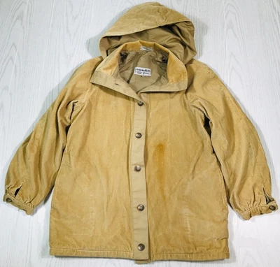 Vintage 70's Corduroy Chore Jacket Coat Women 13/14 Brown Cortefiel Hooded Retro - Image 1 of 4