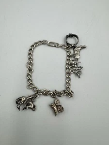 Vintage Sterling Silver Charm Bracelet Southwestern Cowboy Bull Boot Wild West G - Picture 1 of 11