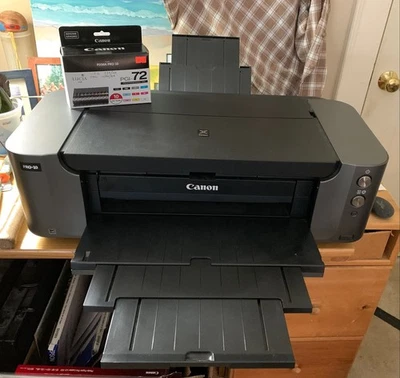 Canon PIXMA PRO-10 Digital Photo Inkjet Printer, all papers, inks, rarely used - Image 1 of 2