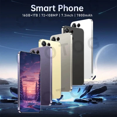 2025 NEW SMS 24 Ultra Smartphone For Android 14 Smartphone 7.3inch HD Global Ver - Image 1 of 4