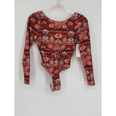 Body descarado de una pieza manga larga estampado tribal rojo naranja Phax talla XS original $72 Foto 1 de 4